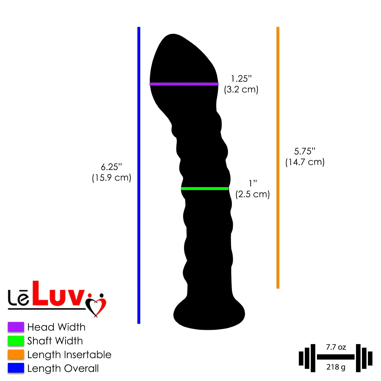 LeLuv Glass 6 Inch Blue Twisted Texture Pointed Head Curved Dildo